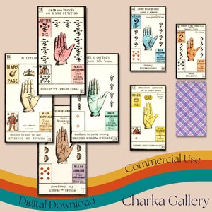 Jeu de la Main Quiromancia Cartas de adivinhação e adivinhação, baralho de tarô vintage, cartas de jogo francesas, uso comercial