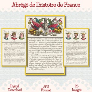 French Playing Cards Complete Set, Summary of French History, Printable Vintage Cards, Playing Card Deck for Collectors, Commercial Use