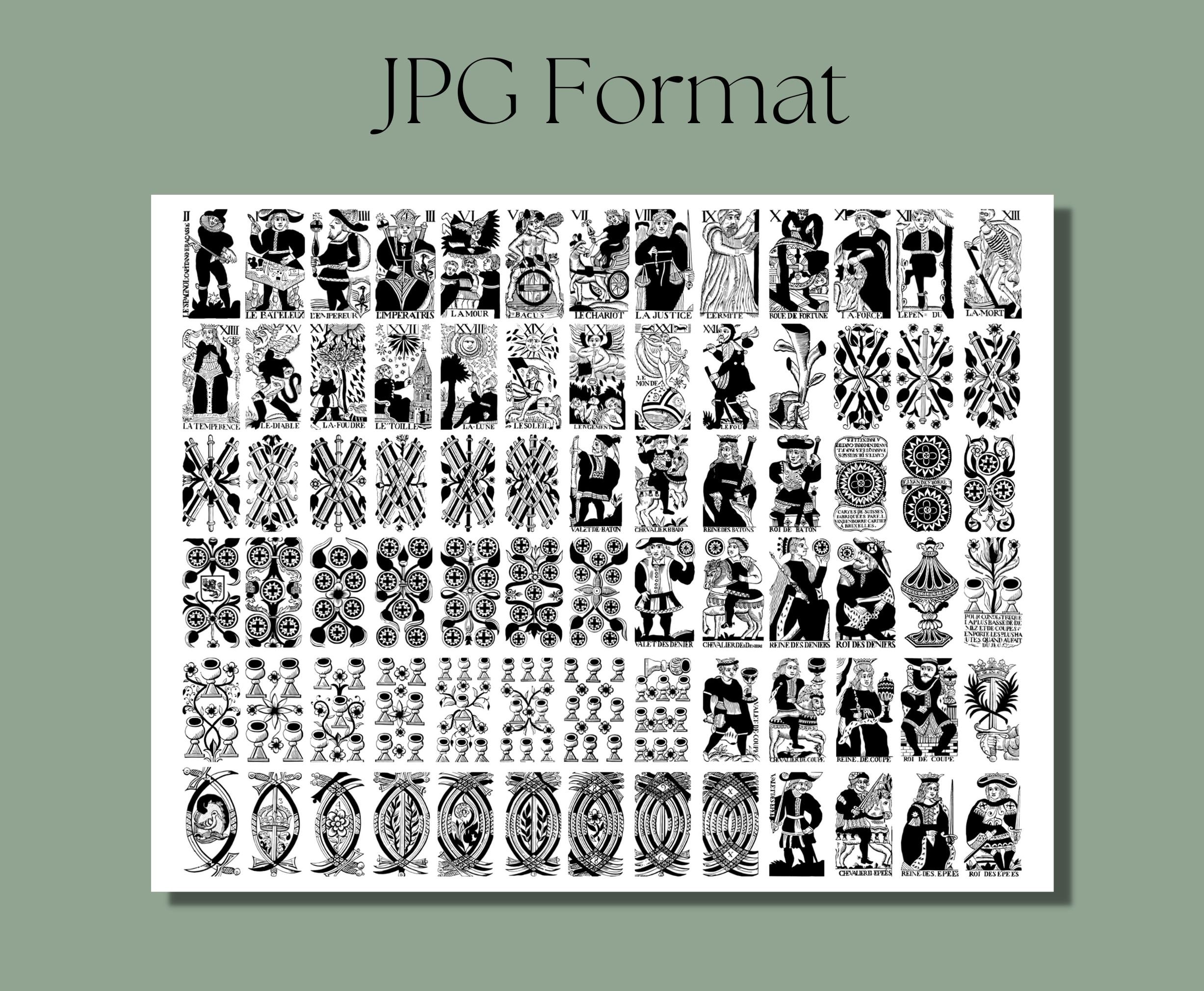Printable Mini Tarot Card Deck Stickers, Black &amp; White and Color the ...