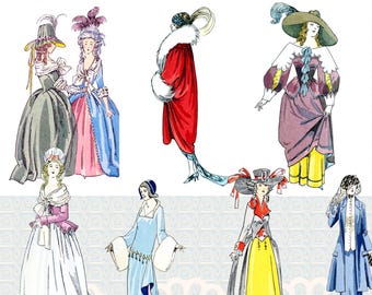 240 La Mode Féminine Historical Costumes • Mega BUNDLE (1490-1920) • 5 Centuries of Fashion • Transparent PNG & JPG • Commercial Use