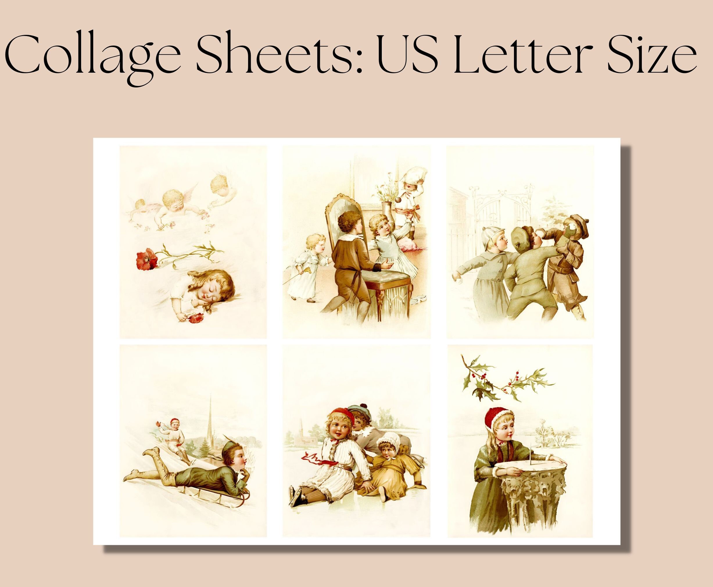 Printable Vintage Children Collage Sheets, Ephemera Kit, Vintage Kids ...