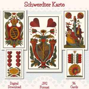 Schwerdter Karte Spielkarten Deck, Vintage Spielkarten Set, Antike Spielkarten, Kommerzielle Nutzung
