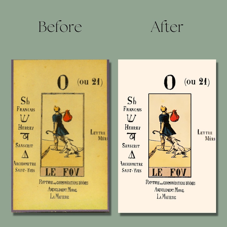 Cartas del tarot de los Arcanos Mayores con diseño "Papus" para imprimir, hoja de collage de cartas del tarot vintage, clip art del tarot, uso comercial, descarga instantánea imagen 7