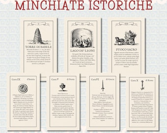 1725 Minchiate Istoriche Digital Decks, Rare Antique Four Monarchies History Cards, 97 Printable Tarot Ephemera Cards, JPG, Commercial Use