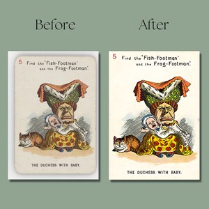 Cartas de jogar Alice no País das Maravilhas para impressão, baralho completo, página de colagem de coisas efêmeras vintage, diário de lixo, álbum de recortes, cartas ATC, uso comercial imagem 7