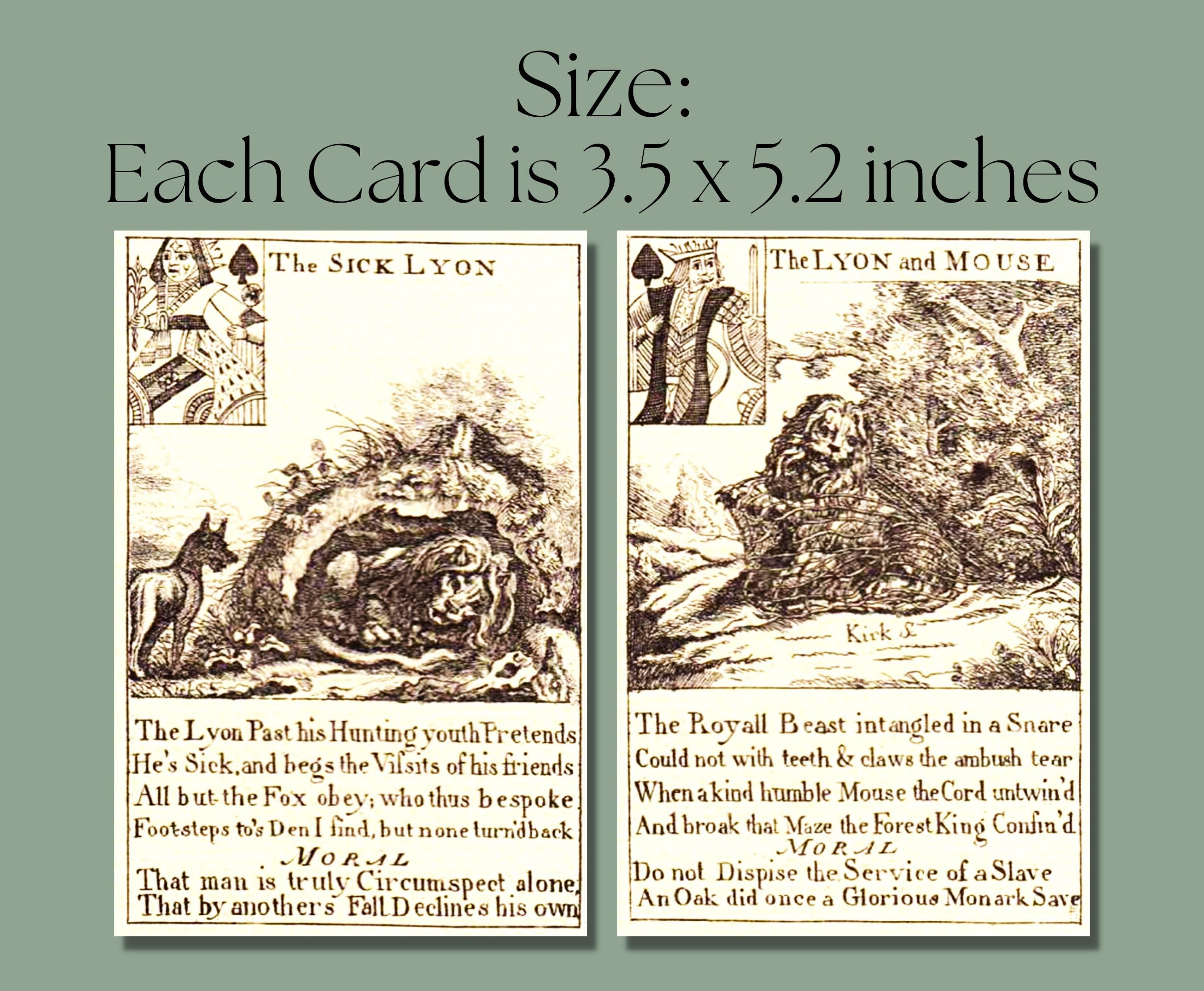 Printable aesop's Fables Playing Cards Full Deck, Vintage Card Game ...