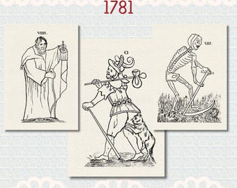 Court de Gebelin 1781 Tarot Digital Download, First Esoteric 22 Major Arcana, Antique Occult Ephemera, Historical Egypt Tarot Cards