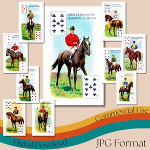 Vintage 'Jockeys & Besitzer Farben' Spielkarten Full Deck, druckbare Zigaretteneinsatzkarten, Sammelspielkarten, kommerzielle Nutzung