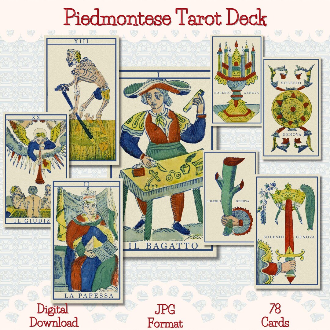 Piedmontese Tarot Deck • Vintage Italian Tarocchi • Tarocco