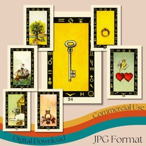 Jeu de cartes « Volonté de Lenormand » vintage, jeu complet de cartes à jouer russes imprimables, jeu de cartes à collectionner, usage Commercial