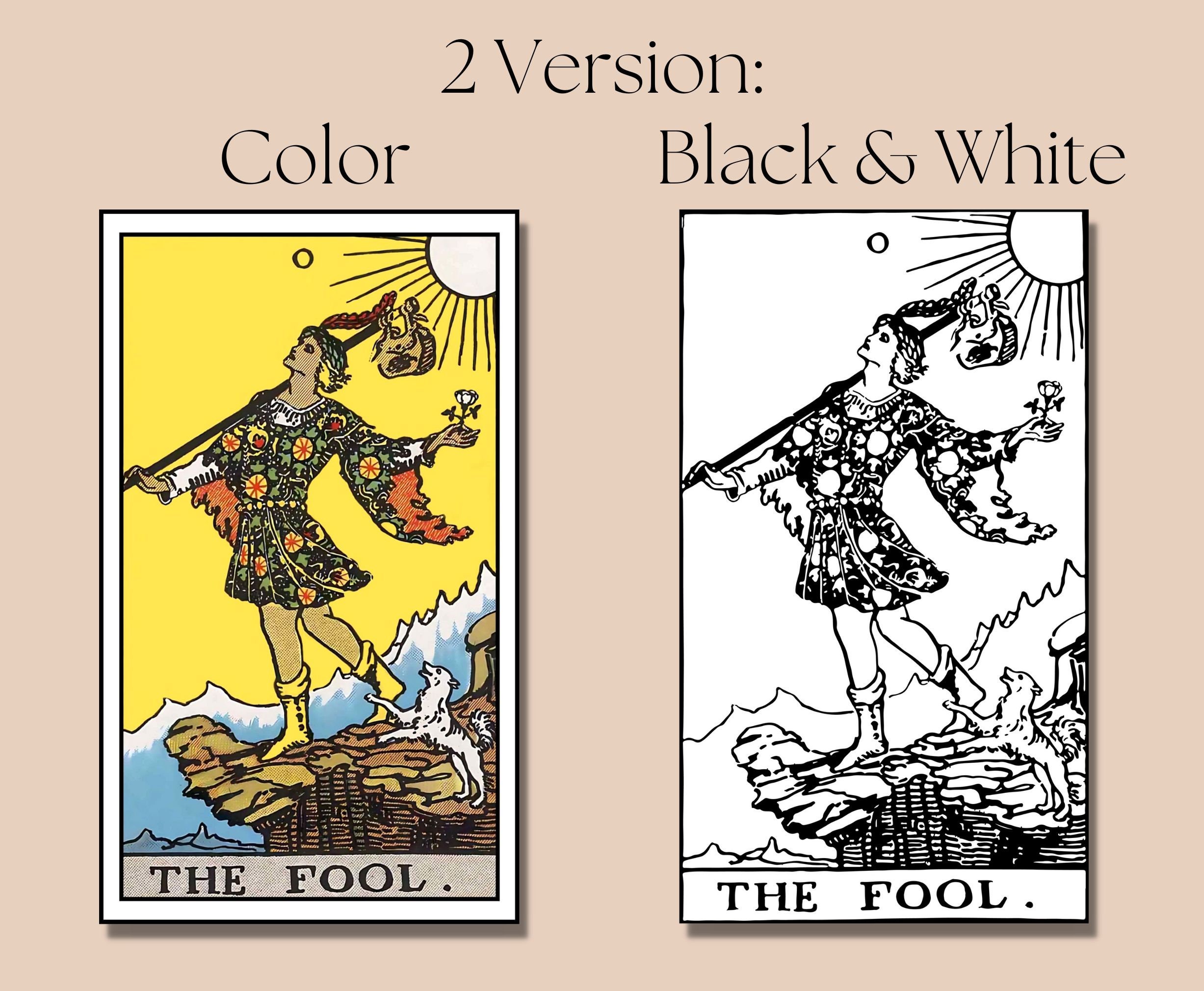 Printable Mini Tarot Card Deck Stickers, Black & White and Color Rider ...