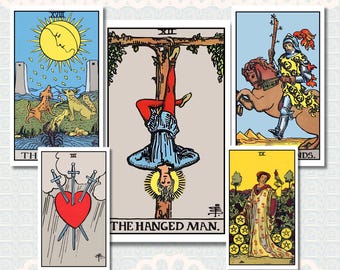 Original Rider Waite Tarot 1910 • Standard Size Deck • Pamela Colman Smith Art • Printable DIY Tarot Cards • Vintage 1909 Style
