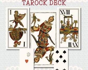 1800 Antique Austrian Lemberg Tarock Deck 54 Cards Printable