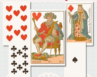 Antique French Cartes Historiques 1818 • Royal Portrait Playing Cards • 32 Large Printable Art Prints • Regency Era France Ephemera