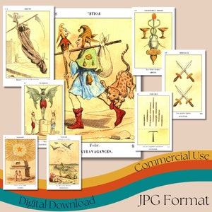 Baralho completo de cartas de tarô egípcio, cartas de tarô Grand Etteilla imprimíveis, cartas de oráculo francês, ferramentas de adivinhação, uso comercial