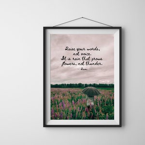 Raise Your Words Poem, Rumi Quote, Inspirational Quote, Home Decor, Rumi Wall Art, Rumi Print, Poetry, Rumi Poetry, Digital Download