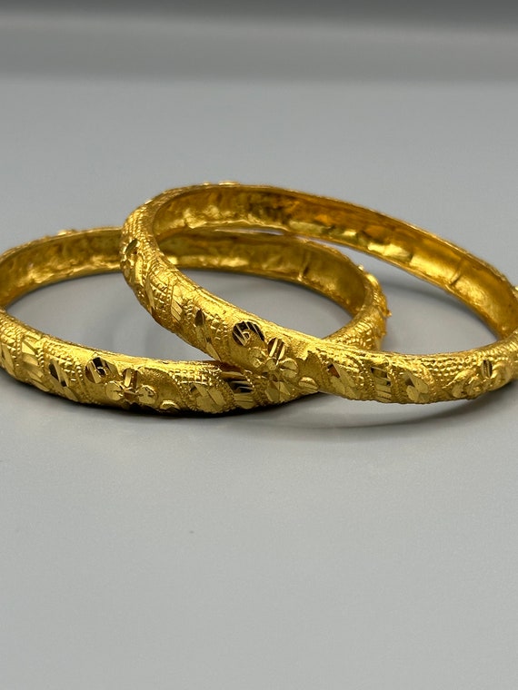 Gold plated Floral Design Bangles Inspired by Indian Pakistani