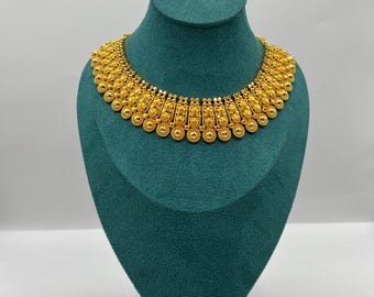 Luxury Gold Plated Mini Haar | Traditional Indian/Nepali Necklace | Bridal Ethnic Jewellery | Elegant Festive Haar, Statement Gold Jewellery