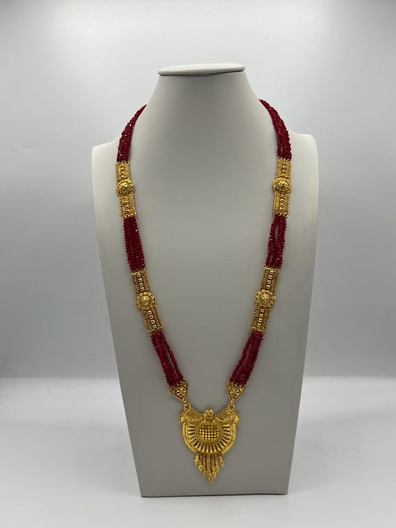 Mangalsutra antique plaqué or, bijoux népalais, collier de mariée