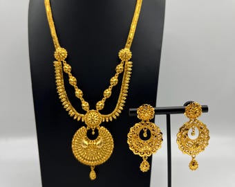 24k Gold Plated Rani Haar Set, Inspired by India, Pakistan, and