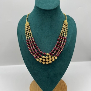 Gold Plated 4 Layered Pearl Necklace | Elegant Bridal Jewelry | Traditional Indian/Nepali Necklace | Ethnic Statement Jewellery