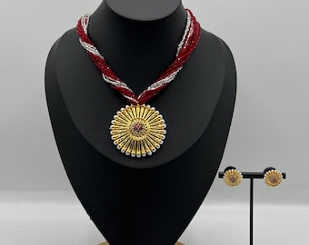 Mini AD necklace set gift for her hydro potey set Nepali jewellery teej jewellery Indian jewellery set karvachauth gift rakhi gift