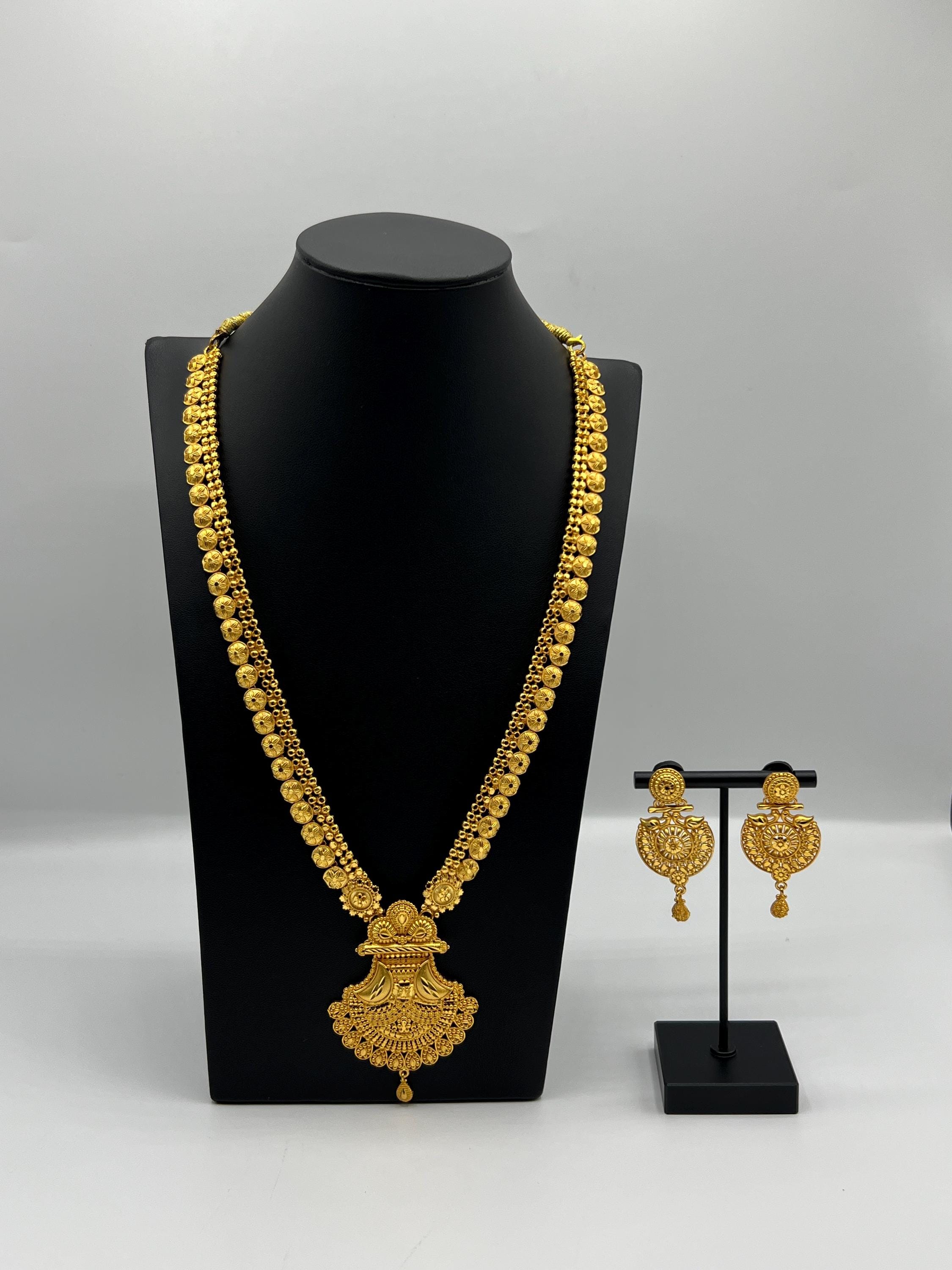 24k Gold Plated Rani Haar Necklace Set, Traditional Nepali Bridal