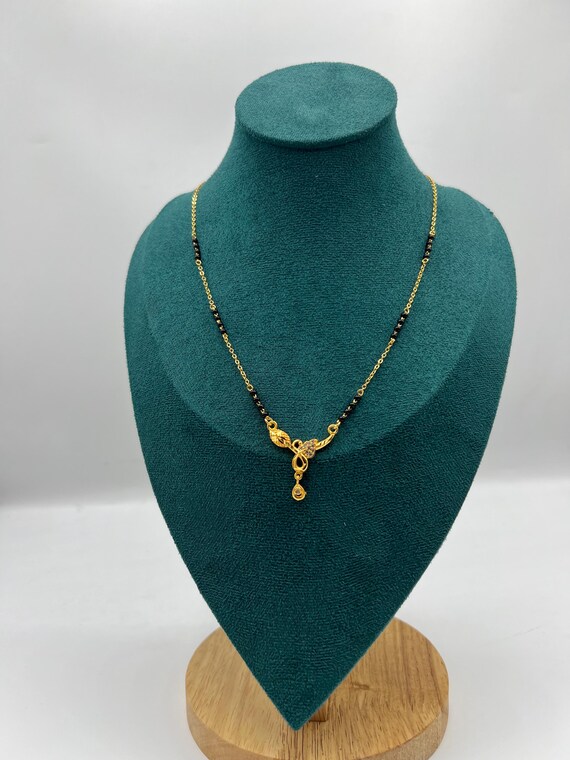 24k Gold Plated AD Stone Mangalsutra - Etsy Israel