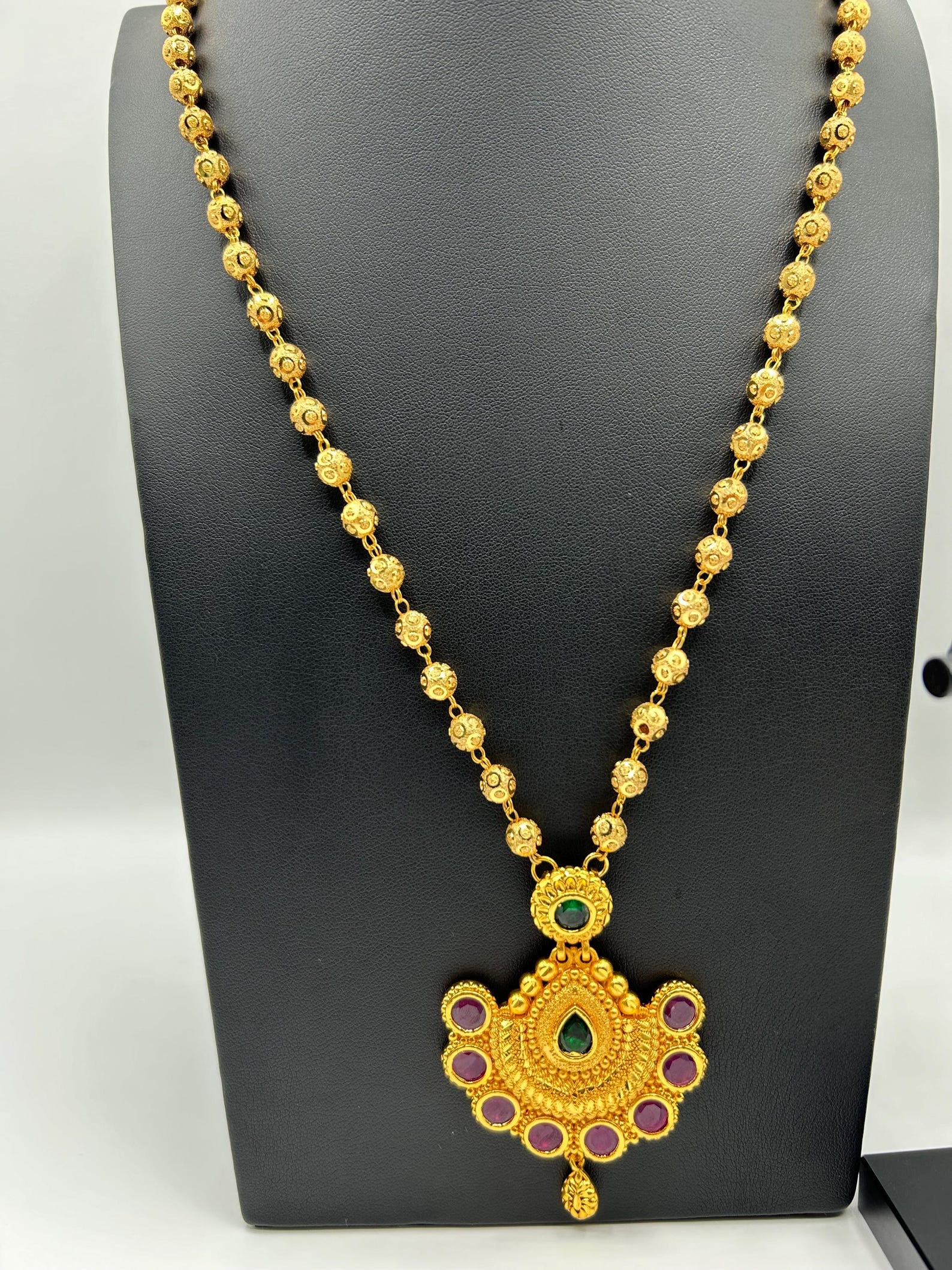 24k Gold Plated Ball Chain Rani Haar Set - Etsy