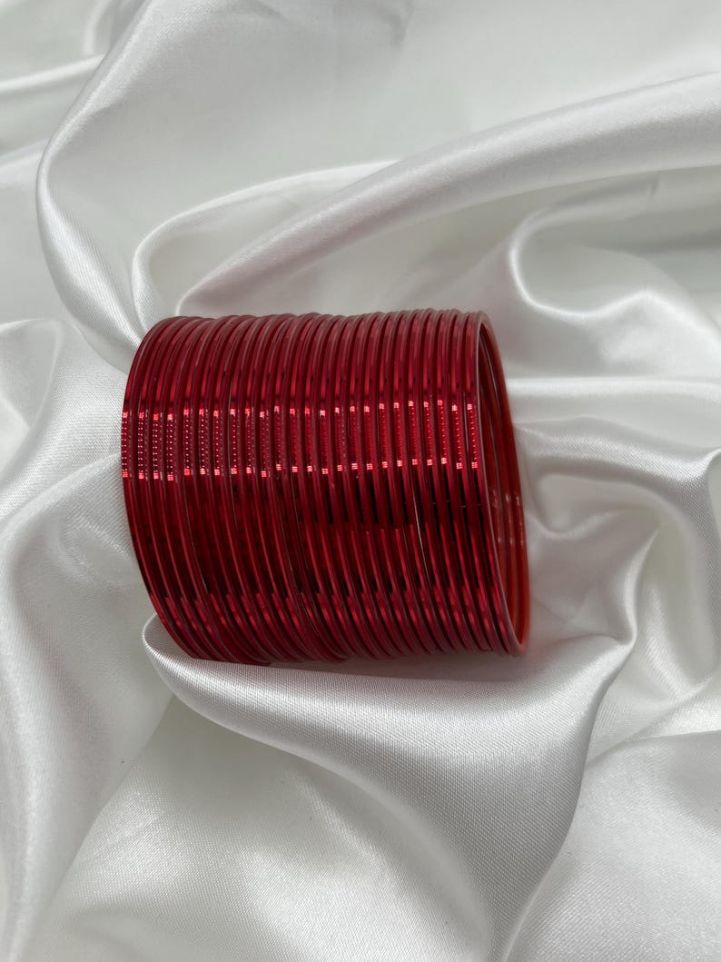 Banges Red Red Metallic Bangles Set (12 Pieces) | Indian Wedding Chudi Set | Desi ...
