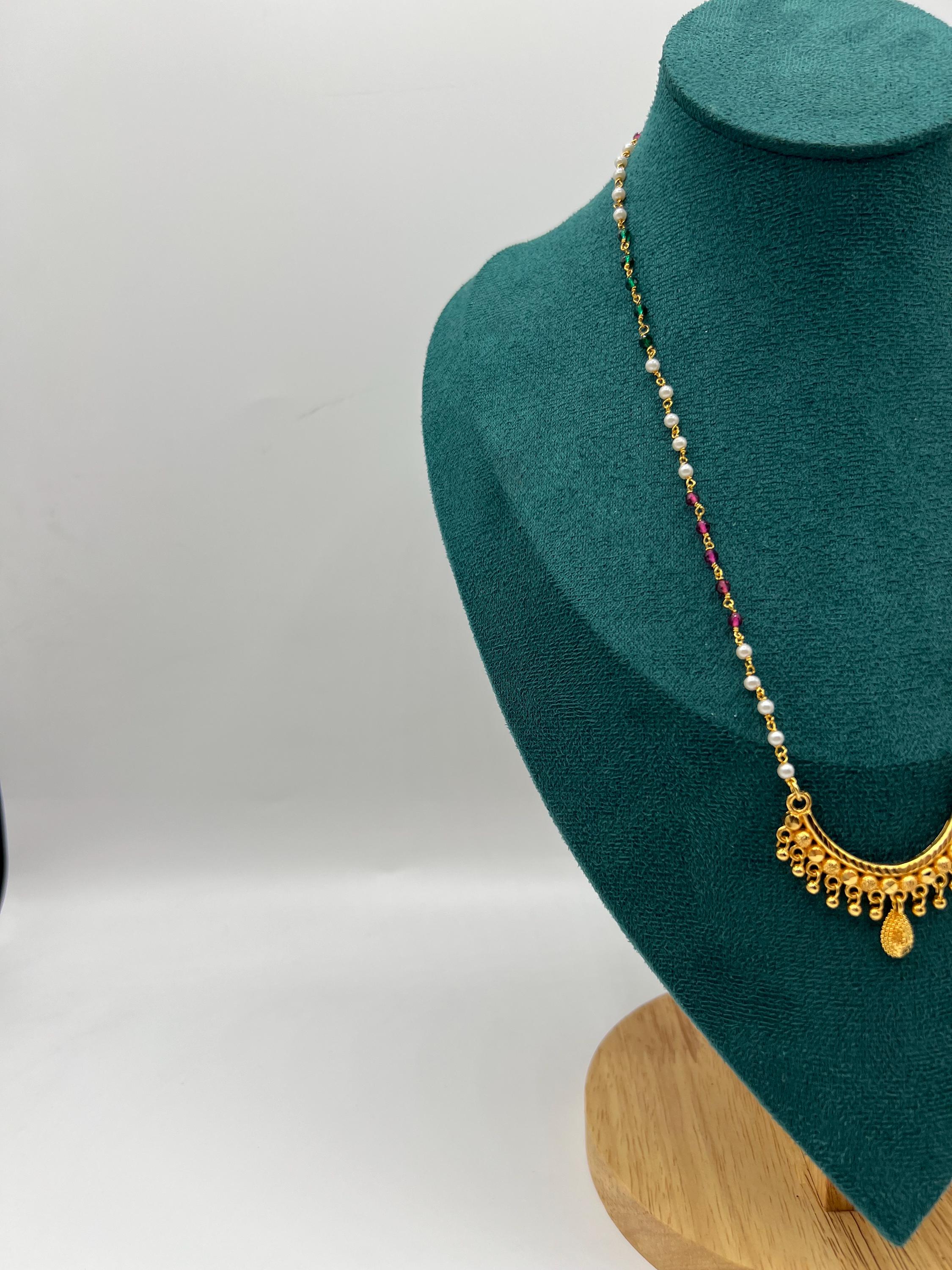 New Multicoloured 24k Gold Plated Mangalsutra (pink and White) - Etsy