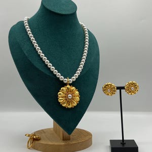 Gold plated Pearls Necklace Set with Earrings and ring | classic set | Inspired by Indian, Pakistan, and Nepal | royal luxury set