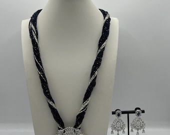 Hydro Potey Necklace AD Locket Earring Set Long Necklace Indian Jewellery boho beads necklace Nepali Jewellery wedding Gift Set dainty set