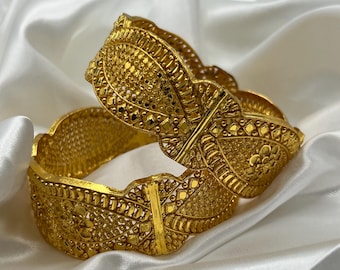 Gold Plated Bangle Nepali Jewellery Bridal Kada Teej Jewellery Gift for Her dainty jewellery Nepali gold chura single piece