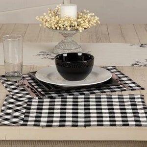 Black and white buffalo check placemats set/4