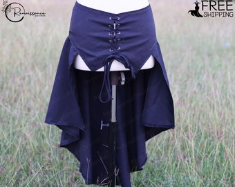 Ren Faire Underbust Corset Skirt, High Waisted Gothic Victorian Skirt, Renaissance Asymmetric Pleated Skirt, Vintage Cosplay Corset Skirt