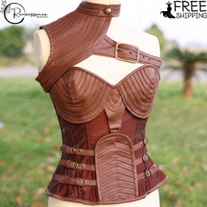 Renaissance Bustier Corset Top, Medieval Vintage Pirate Corset, Victorian Steampunk Leather Corset, Unique Back Lace up  Prom Dress Corset