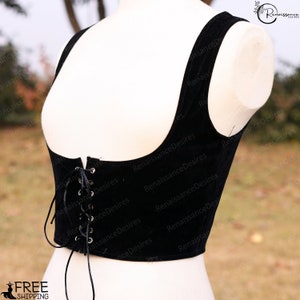 Ren Faire Gothic Lace up Corset, Renaissance Underbust Cupless Corset, Medieval Black Corset Top, Aesthetic Vintage Cosplay Strappy Corset