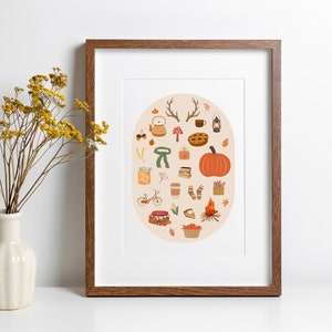 Cozy Fall Elements, Autumn Favorites Wall Decor, Pumpkin Printable Wall Art, Fall Days, Rustic Fall Print, Fall Farmhouse | INSTANT DOWNLOAD