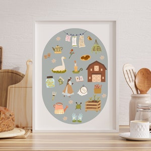 Art Print Slow Life Nursery Print, Slow life Elements, Homestead Living Country Side, Cottagecore Design, Farmhouse Print | DIGITAL DOWNLOAD
