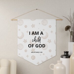 I Am A Child Of God Nursery Pennant | Christian Baby Gift, Christian Nursery Banner, Christian Kids Decor, Christian Wall Art | Stars