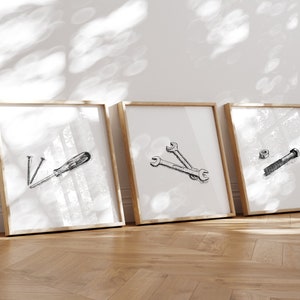 Man Cave Prints | 3 DIGITAL DOWNLOADS, Father's Day Gifts, Tool Sketches, Gifts for Him, Gifts for Dad, Workshop Décor, Garage, Boys Room