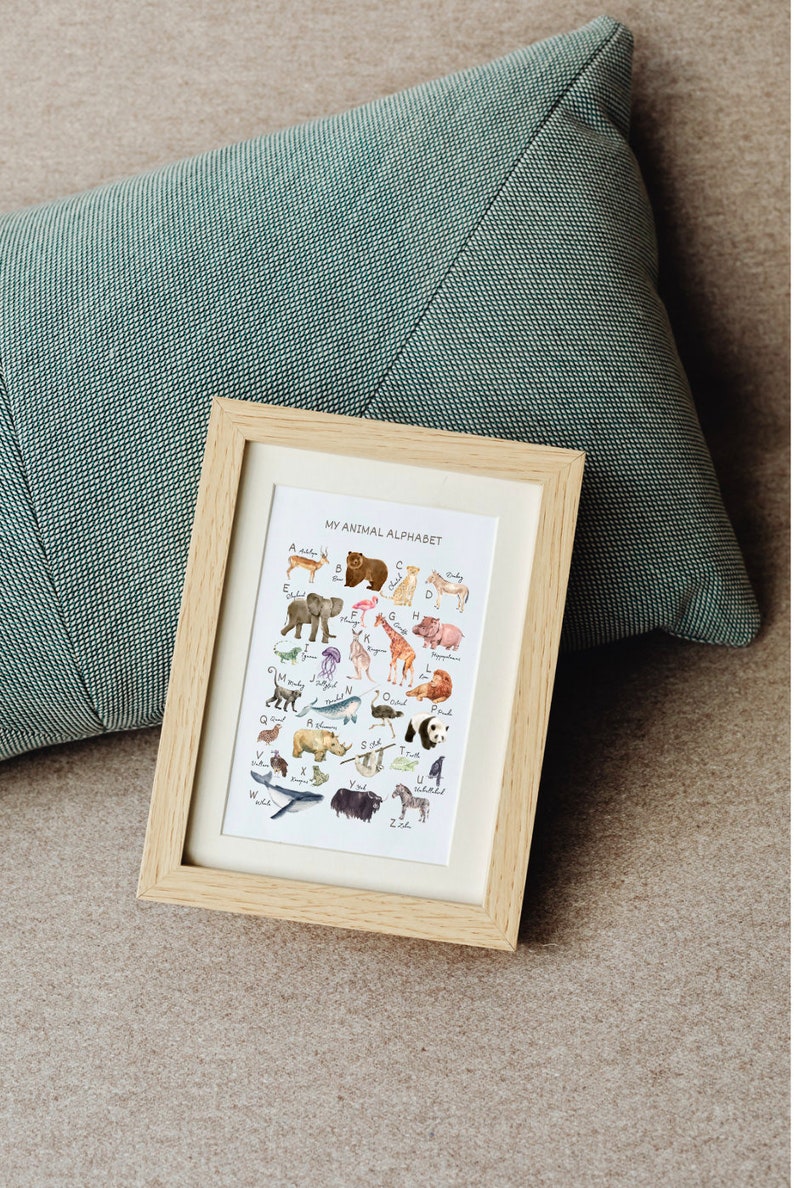 Animal Alphabet Art, Printable Alphabet Poster, AZ Animal Species