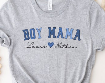 Custom Boy Mama Shirt With Kids Names For Mother's Day, Pregnancy Announcement Tee, Mom Shirt,  Personalized Mother's Day Gift For Mom