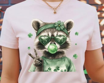 Funny St Patrick’s Day Shirt, Raccoon Shamrock Shirt, Cute Irish Animal Shirt, Green Lucky Shirt, Irish Gift
