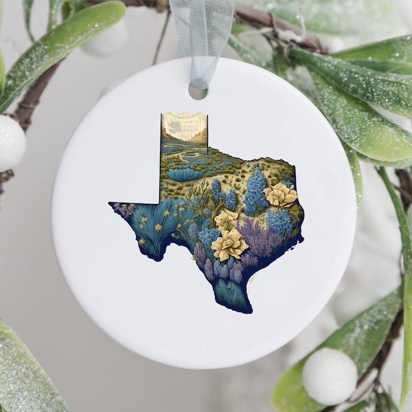 Texas Bluebonnet Ornament, Texan Gift, Christmas Ornament, Flower Ornament, Custom Ornament, Holiday Keepsake, Christmas Tree Decoration