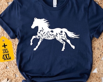 Floral Horse Graphic Tee: Western Cowgirl Shirt, Gift for Horse Lover