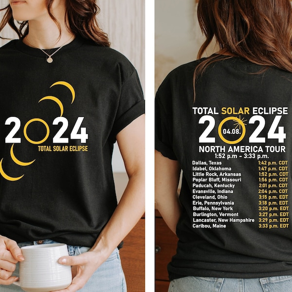 Total Solar Eclipse 2024 Shirt, Double-Sided Shirt, April 8th 2024 Shirt, Celestial Shirt, Gift for Eclipse Lover, Eclipse Event 2024 Shirt