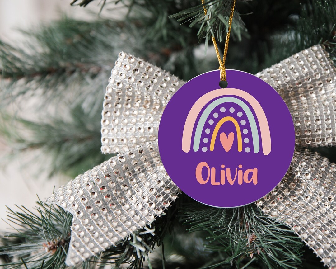 Personalized Baby Girl Ornament, Custom Rainbow Ornament, New Parents ...