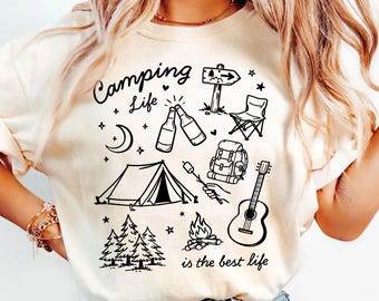 Comfort Colors® Camping Life Shirt, Camping Shirt Women, Outdoor Adventure Shirt, Campfire Shirt, Hiking Shirt, Nature Lover Gift, Camping